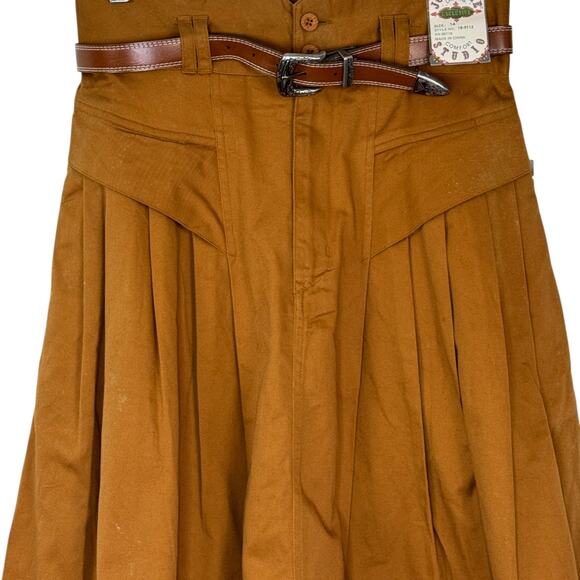Jordache Vintage Studio Skirt Size 14 Brown Pleated Midi Belted 100% Cotton NWT - Picture 10 of 16
